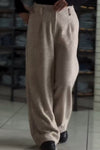 Women's Elegant Premium Striped Suede Warm Wide-leg Pants