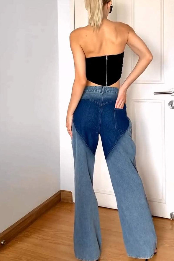 Women's fashionable hollow jeans