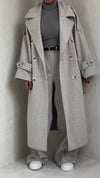 Women's Fashion Solid Color Large Lapel Long Coat Two-piece Set