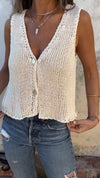 Women's V-neck Button Knitted Vest