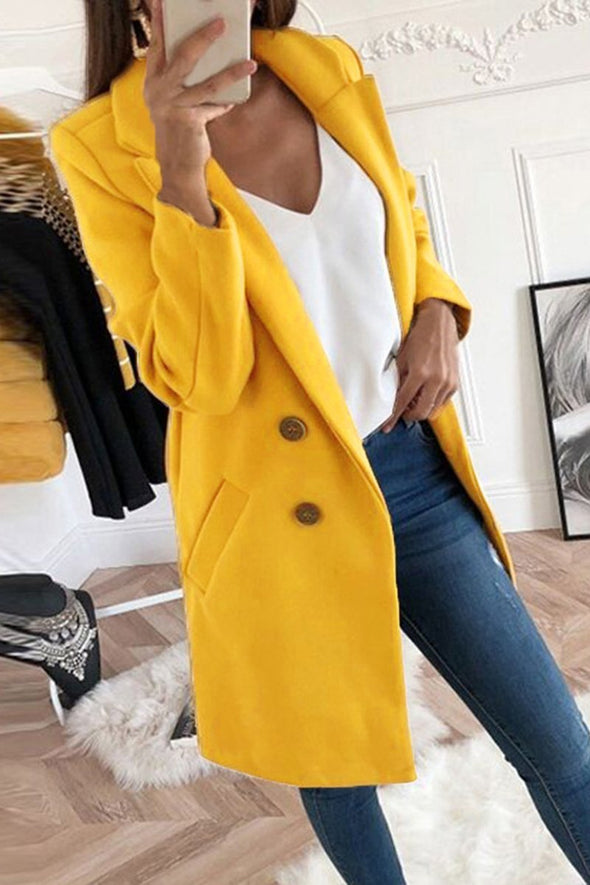 Women's Fashion Solid Color Suit Collar Slim Fit Women's Windbreaker Jacket