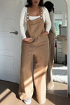 Women's Casual Faux Sherpa Pocket Wide Leg Jumpsuit