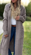 Women's Hooded Long Sleeve Casual Knitted Long Cardigan Sweater