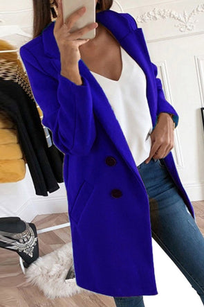 Women's Fashion Solid Color Suit Collar Slim Fit Women's Windbreaker Jacket