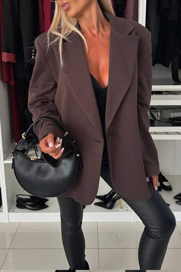 Women's Spring/fall Solid Color Lapel Suit Jacket