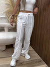 Women's Cotton and Linen Pocket Casual Trousers