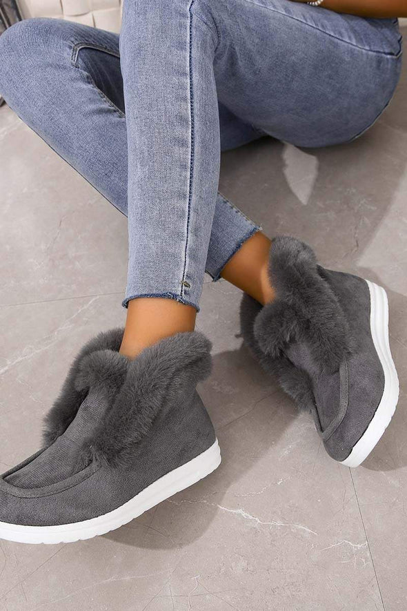 Women's cotton suede round toe casual plush shoes