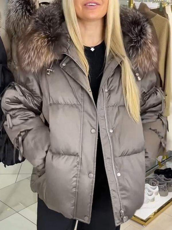 Women's Fur Collar Hooded Casual Cotton Coat