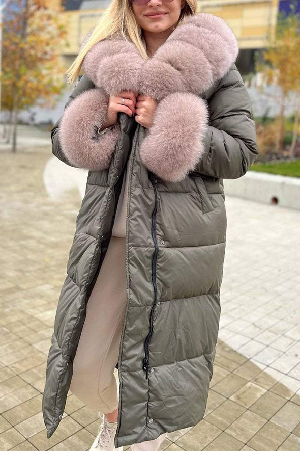 Women's Casual Hooded Long Fur Collar Cotton Coat