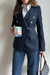 Women's Fashion Solid Color Lapel Asymmetric Placket Suit Jacket