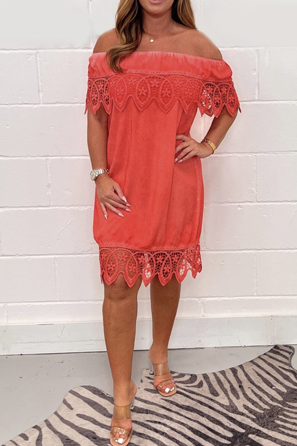 Distressed lace patchwork dress