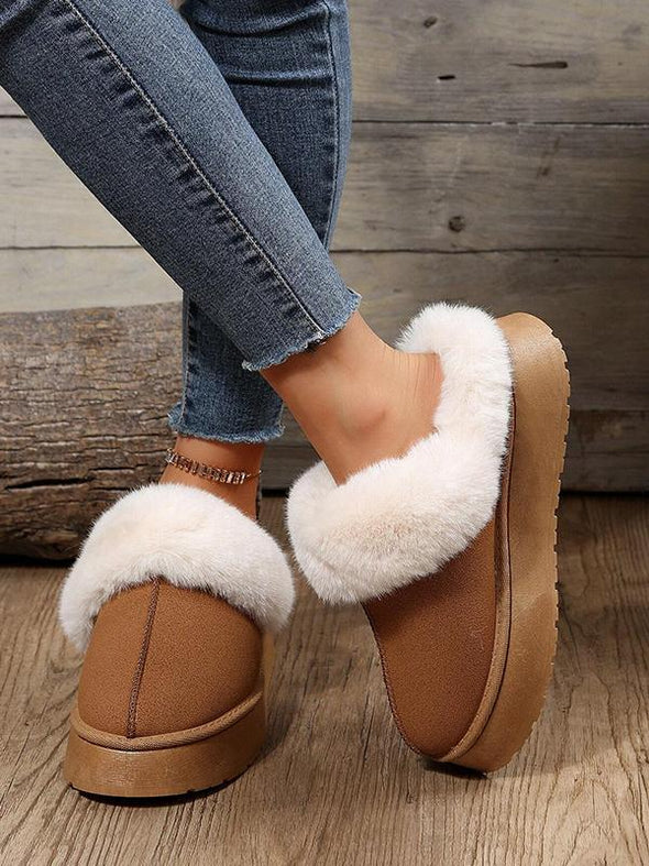 Women's Plush-lined Slip-on Low-cut Comfortable Snow Boots