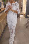 Women's casual solid color lace two-piece suit