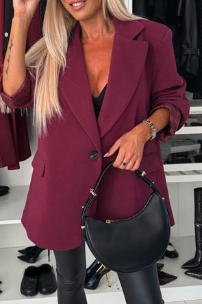 Women's Spring/fall Solid Color Lapel Suit Jacket