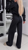 Women's Zipper Double Pocket Contrast Color Casual Suit