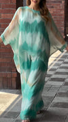 Women's Round Neck Chiffon Tie-dyed Mid-length Sleeve Casual Suit