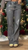 Women's Silver-embossed Casual Loose Flared Jeans