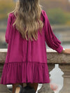 Women's Round Neck Velvet Lantern Sleeve Loose Dress