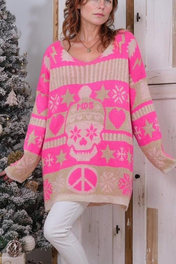 Women's Casual Christmas V-neck Sweater