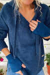 Women's Casual Solid Color Hooded Knitted Sweater