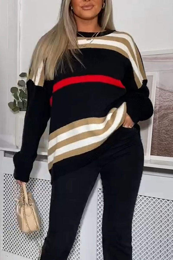 Casual Striped Long Sleeve Pullover Sweater