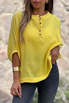 Women's Cotton and Linen V-neck Buttoned Tops