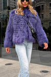 Women's Casual Lapel Solid Color Fur Coat