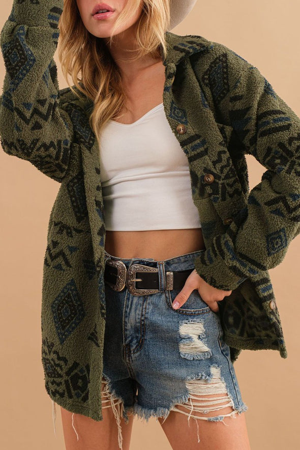 Women's Plush Lapel Long Sleeve Jacket