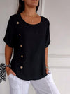 Women's Cotton and Linen Button Design Casual Shirt