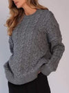 Women's Round Neck Long Sleeve Knitted Sweater