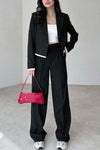 Women's Striped Contrast Blazer and Pants Set