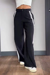 Women's Casual Buttoned Contrast Color Loose Straight Pants