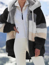 Women's Loose Plush Multicolor Hooded Coat