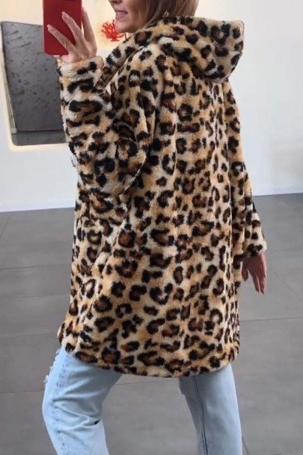 Women's Casual Leopard Print Long Sleeve Jacket