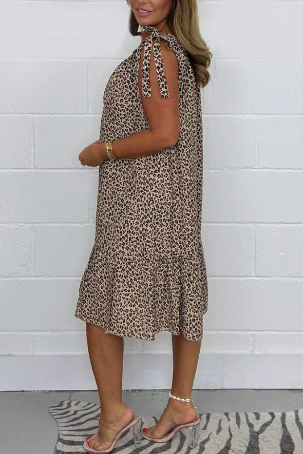 Women's Leopard Print Sleeveless Swing Dress