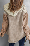 Women's Casual Hooded Contrast Corduroy Jacket