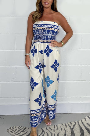 Strapless printed jumpsuit