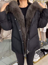 Women's Hooded Fur Patchwork Fashionable Cotton Coat