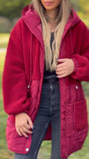 Women's Hooded Long-sleeved Fur Patchwork Casual Coat