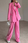 Women's Side Web Blazer and Wide Leg Pants Set