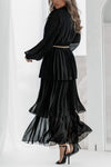 Women's Elegant V-neck Long-sleeved Chiffon Dress