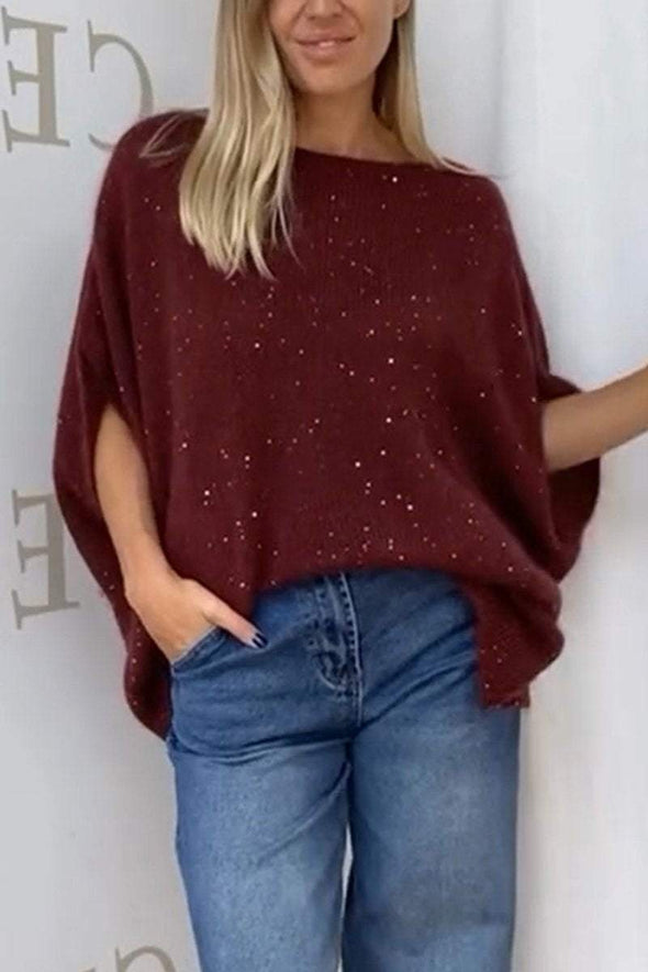 Women's Casual Round Neck Sequined Sweater