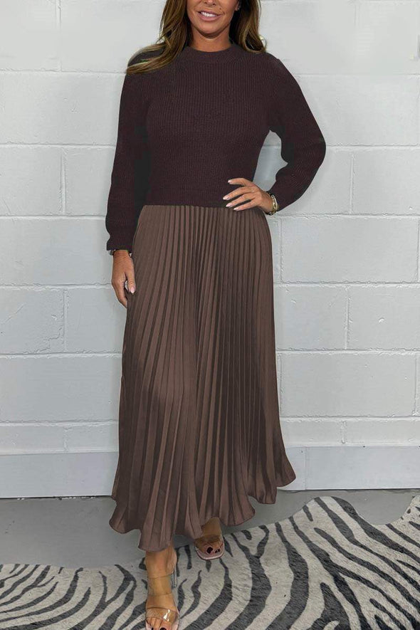 Women's solid color Jumper & Pleated Bottom Dress Fashion Trends