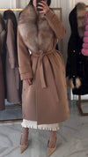 Women's Large Lapel Fur Buttoned Slit Casual Long Coat