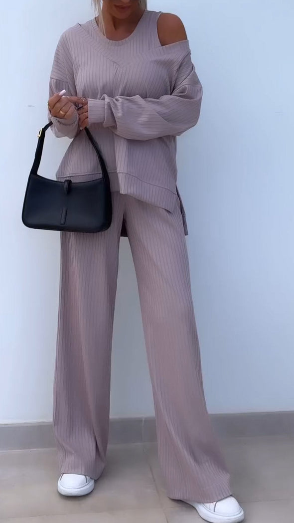 Casual V-neck Long-sleeved Three-piece Suit