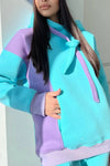 Women's Contrast Color Hooded Top & Pants Two-piece Set