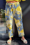 Women's casual colorful cotton and linen trousers