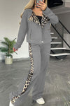 Women's casual leopard print patchwork suit