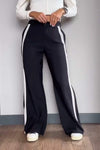 Women's Casual Buttoned Contrast Color Loose Straight Pants