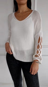 Women's V-neck Hollow Casual Top